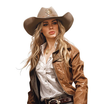 cowboy girl portrait watercolor painting cowboy hat clipart wild west