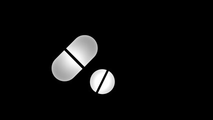 Neon Capsule icon. medicine images pills in isolated in black background.