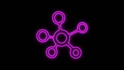 neon molecule icon. Chemistry science, molecular structure, chemical laboratory dna cell protein illustrations. Signs scientific research.