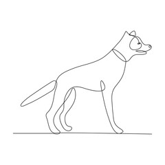 Continuous single line dog drawing outline vector art illustration