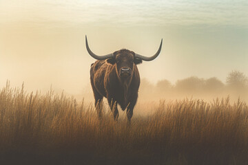Discover the serenity of a rural field with cows peacefully grazing, a snapshot of tranquil farm life  Created with generative AI tools.