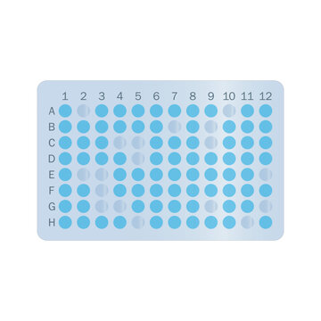 96 well microtray vector illustration. Microtiter tray, ELISA laboratory equipment simple blue icon.
