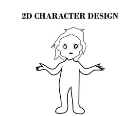 Surprised little girl 2d Cartoon Character design with Vector illustration