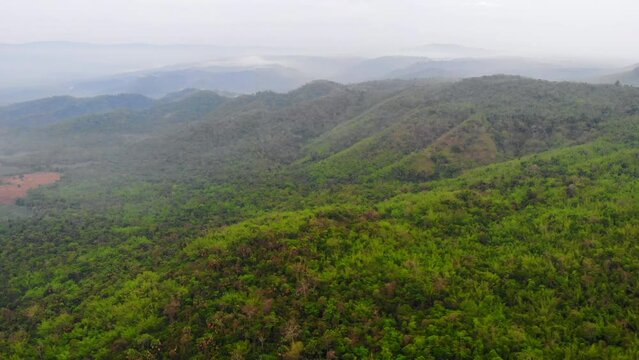 Aerial view mountain in the morning