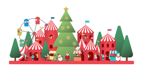 Winter wonderland isolated illustration have blank space. Merry Christmas and Happy New Year.