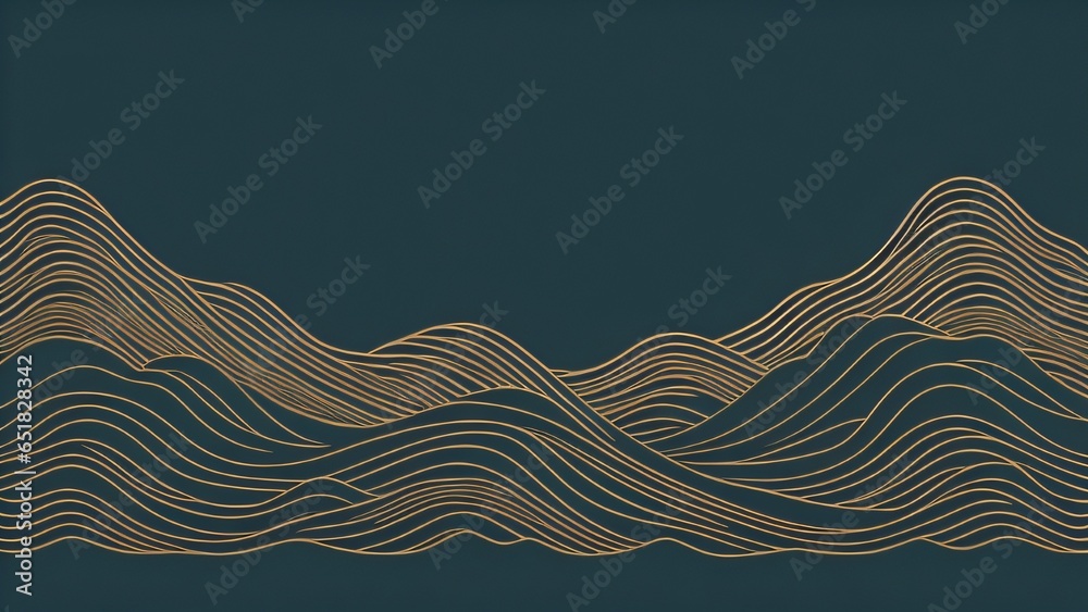 Wall mural japanese background with line wave pattern illustration . abstract art banner with geometric pattern