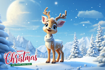 Obraz na płótnie Canvas Christmas deer and happy new year background