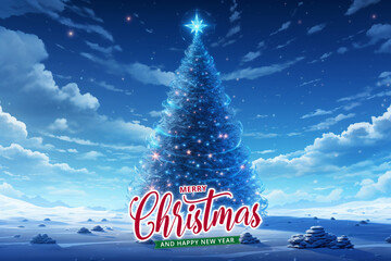 Christmas tree and happy new year background