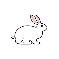 Vector line art icon rabbit. Icons, symbols, logo design elements, illustration of a stylized cute bunny.