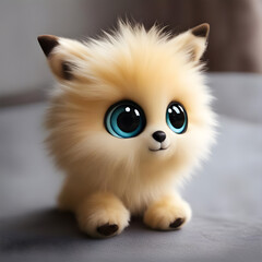 Obraz premium cute little monster smooth skin soft fur bright eyes