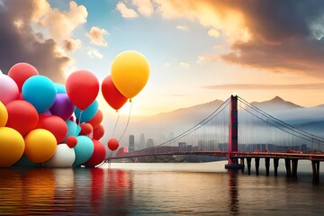 balloon over the bridge