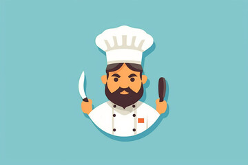 Ai generated A chef avatar with a chefs hat a white coat and cook