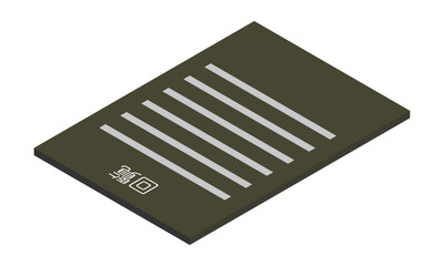 回覧（縦型・アイソメ置き・奥側右向き・書類・日本語・モノクロ・1枚）