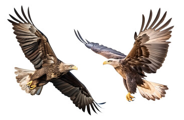 Two eagle flying on isolated background - obrazy, fototapety, plakaty
