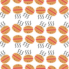 burger, food, delicious, full, vector, background, doodle.