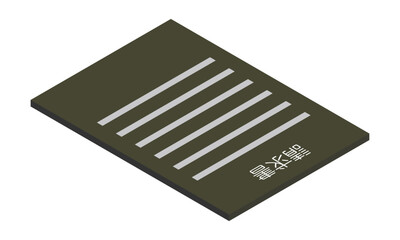 請求書（縦型・アイソメ置き・奥側左向き・書類・日本語・モノクロ・1枚）