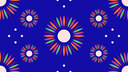 Abstract background with flower pattern blue