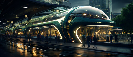 Futuristic Train in the Station, Generative AI - obrazy, fototapety, plakaty