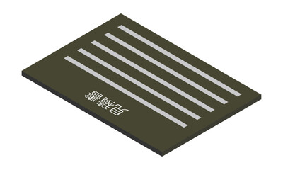 見積書（横型・アイソメ置き・奥側右向き・書類・日本語・モノクロ・1枚）