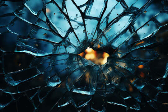 A cracked glass window about to shatter completely, symbolizing the point of fracture and vulnerability.  Generative AI technology.