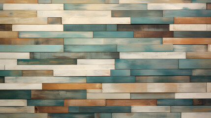 Earthy Elegance: Dark Teal and Light Beige Wood Plank Wallpaper - clean [16:9]