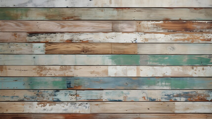 Obraz premium Earthy Elegance: Dark Teal and Light Beige Wood Plank Wallpaper - rustic [16:9]