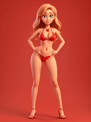 Fototapeta premium Beautiful female model wearing sexy bikini 3D rendering 4