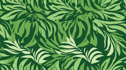 Green gradient abstract background with tropical palm leaves in Matisse style. Vector seamless pattern with Scandinavian cut out elements.  