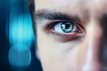 Foto op Plexiglas Detail of a man's crystalline eye, looking straight ahead. © Joaquin Corbalan