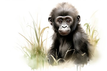 A playful gorilla monkey enjoying the serenity of nature created with Generative AI technology