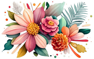 Watercolor flowers, Transparent background, Floral clipart, Watercolor botanicals, Flower illustrations, Watercolor floral elements