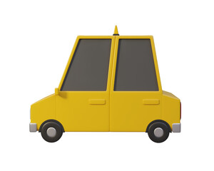 3d rendering taxi car side view transparent