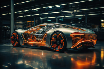 Modern future car with led lights