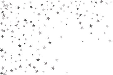 Star confetti. Silver casual confetti background. Bright design pattern.