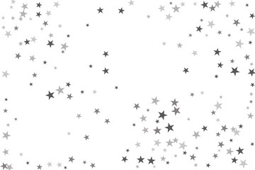 Star confetti. Silver casual confetti background. Bright design pattern.