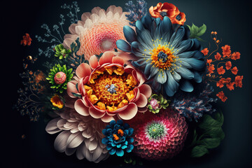 Fototapeta na wymiar Abstract floral design for prints, postcards or wallpaper. AI 