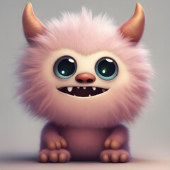 Obraz premium cute little monster smooth skin soft fur bright eyes