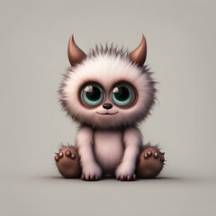 Obraz premium cute little monster smooth skin soft fur bright eyes