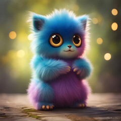 cute little monster smooth skin soft fur bright eyes