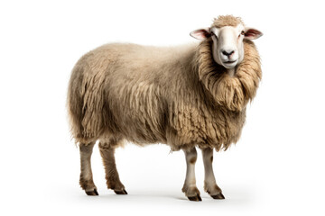 Long-haired sheep isolated on a white background