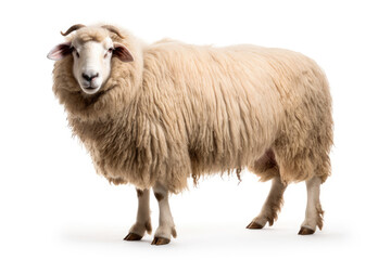 Fototapeta premium Long-haired sheep isolated on a white background