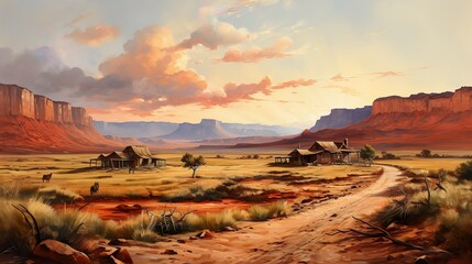 Natural Landscapes Of Old America.  Illustration On The Theme Of Landscapes And Territories, History And Travel. Generative AI	
