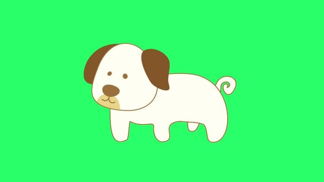Animation cute dog activity on green background.
