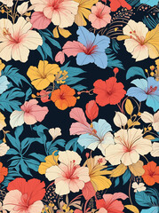 seamless pattern with colorful  flowers