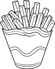 a black and white drawing of a French Fries