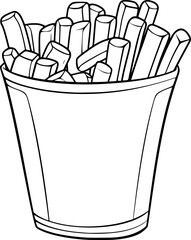 a black and white drawing of a French Fries