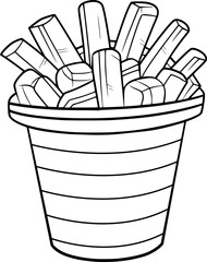 a black and white drawing of a French Fries