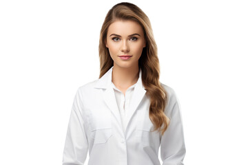 friendly adult doctor woman in doctor uniform, png isolated on white transparent background for healthcare medical designs