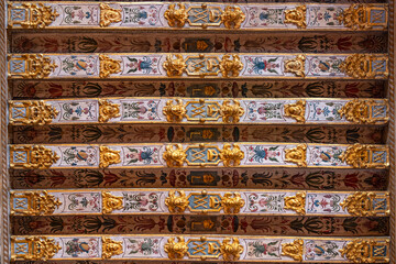 Detail of the painted ceiling of a medieval building