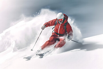  skiing on snowy mountain, skier on the slope